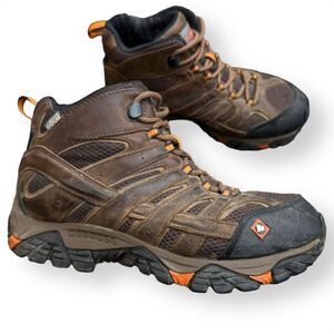 Merrell Men's Moab Vertex Mid Waterproof Work Boots Brown Size 9.5 Wide